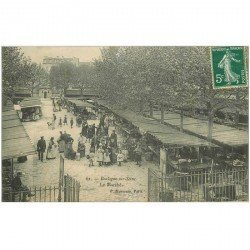 carte postale ancienne 92 BOULOGNE SUR SEINE. Le Marché animé. Etat impeccable vers 1910-20