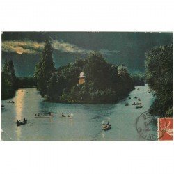 carte postale ancienne 92 BOULOGNE SUR SEINE. Le Lac du Bois de nuit 1907. Petit pli coin gauche