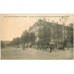 carte postale ancienne 92 BOULOGNE SUR SEINE. Comptoir National Escomptes Avenue de la Reine et Boulevard de Strasbourg 1922