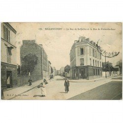 carte postale ancienne 92 BILLANCOURT. Rues Solférino et du Point du Jour Restaurant et Pâtisserie