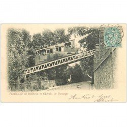 carte postale ancienne 92 BELLEVUE. Funiculaire et Chemin de Panurge 1906