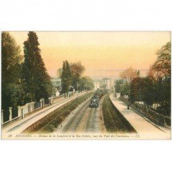 carte postale ancienne 92 ASNIERES SUR SEINE. Train entre Avenue de la Lauzière et rue Dubois