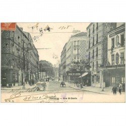 carte postale ancienne 92 ASNIERES SUR SEINE. Rue Saint Denis 1908 Hôtel Voltaire et Cacao Van Houten