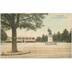 carte postale ancienne 92 ASNIERES SUR SEINE. Place Hôtel de Ville vers 1900