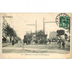 carte postale ancienne 92 ASNIERES SUR SEINE. Carrefour des Bourguignons 1908 Tramway à Impérial