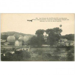 carte postale ancienne 92 SAINT CLOUD. Les Coteaux Aéro Club Ballons Fort Mont Valérien Aérostats Mongolfières Avion