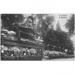 carte postale ancienne 92 BOULOGNE SUR SEINE. Terrasse Brasserie Restaurant Beillard Route ceinture du Lac pour Expo de 1931