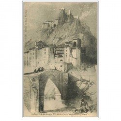 carte postale ancienne 04 SISTERON. Le Pont de la Gardette en 1828 d'après estampe