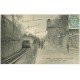 carte postale ancienne 02 LAON. Tramway électrique sortie du Tunnel 1906 (carte gondolée)...