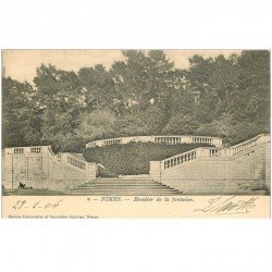 carte postale ancienne 30 NIMES. 1904 Escalier de la Fontaine