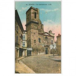 carte postale ancienne 30 NIMES. Cathédrale et Charcuterie Doulaud