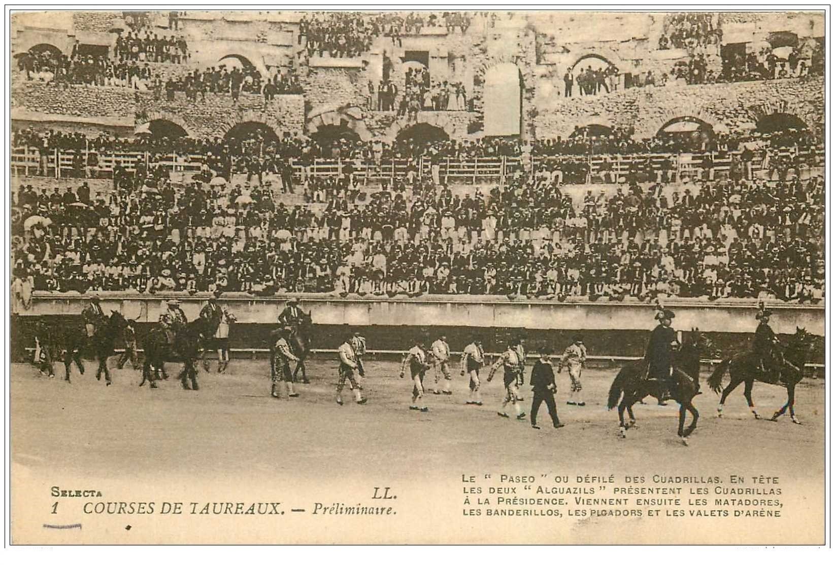 carte postale ancienne 30 NIMES. Corrida de Toros Préliminaire