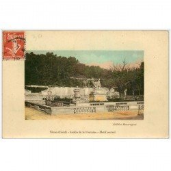 carte postale ancienne 30 NIMES. Jardin de la Fontaine 1909. Carte émaillographie