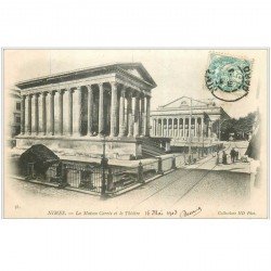 carte postale ancienne 30 NIMES. Maison Carrée et Théâtre 1903