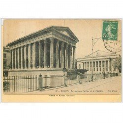 carte postale ancienne 30 NIMES. Maison Carrée et Théâtre 1913