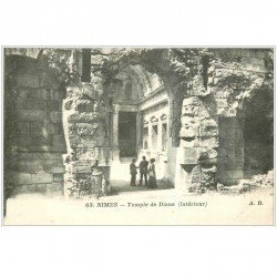 carte postale ancienne 30 NIMES. Temple de Diane intérieur