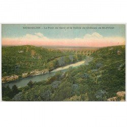 carte postale ancienne 30 REMOULINS. Pont Vallée du Château de Saint-Privat 1928