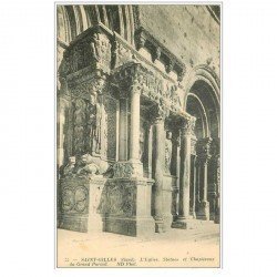 carte postale ancienne 30 SAINT-GILLES. Statues et Chapiteaux Portail Eglise
