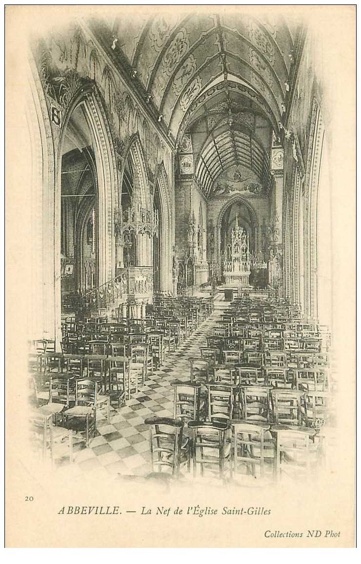 carte postale ancienne 80 ABBEVILLE. Nef Eglise Saint-Gilles vers 1900