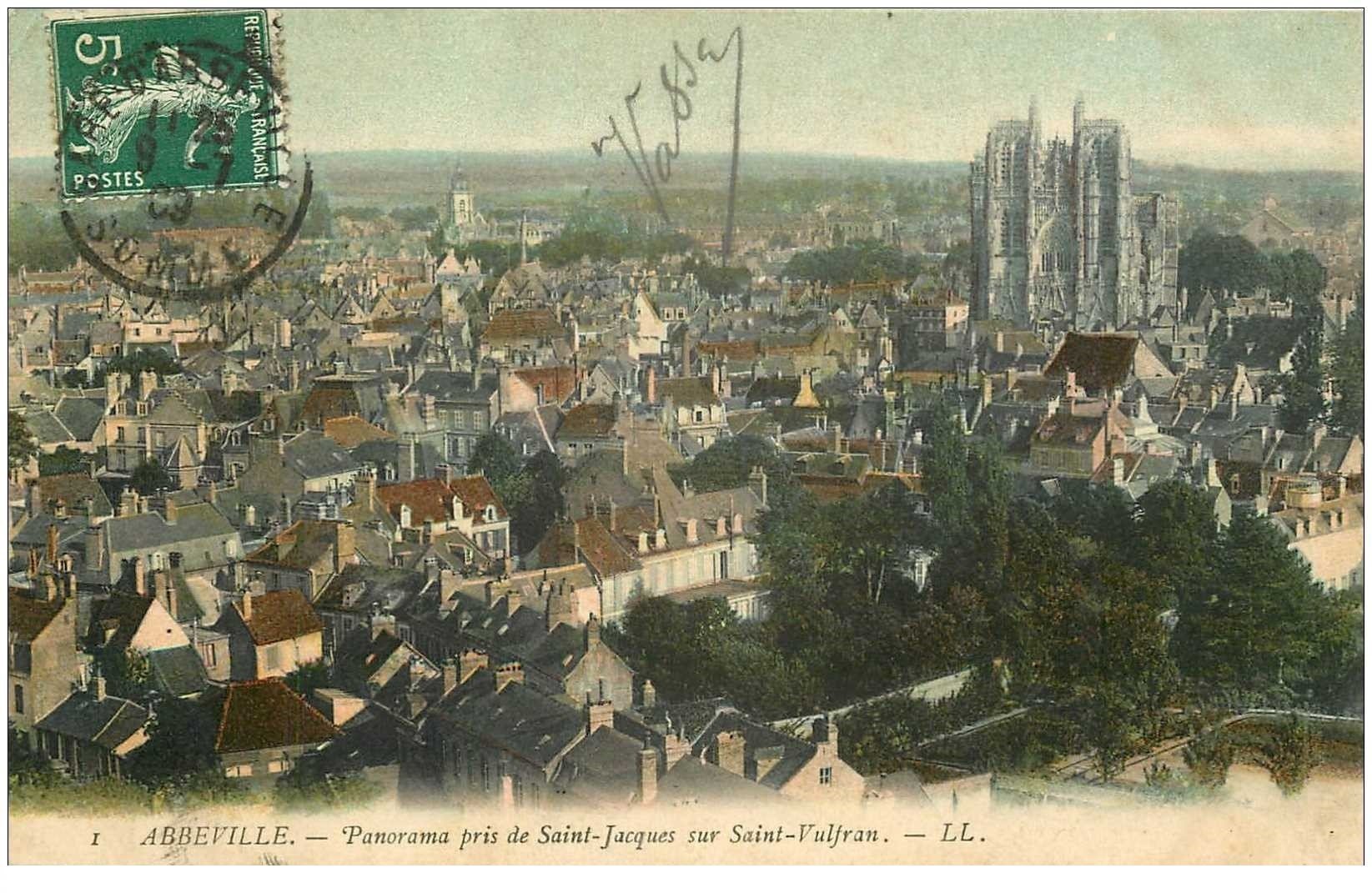 carte postale ancienne 80 ABBEVILLE. Panorama 1909
