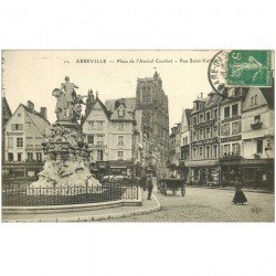 carte postale ancienne 80 ABBEVILLE. Place Courbet Rue Saint-Vulfran 1913