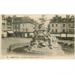 carte postale ancienne 80 ABBEVILLE. Statue Amiral Courbet 1917 Café de Paris