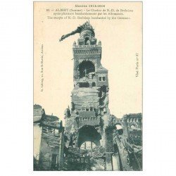 carte postale ancienne 80 ALBERT. Le Clocher Notre-Dame de Brebières 1916. Bombardement Guerre 1914-18