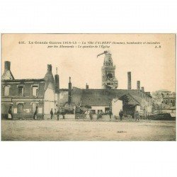 carte postale ancienne 80 ALBERT. Le Quartier de l'Eglise 1915. Bombardement Guerre 1914-18