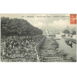 carte postale ancienne 80 AMIENS. Bateaux d'hortillons le Marché sur l'eau