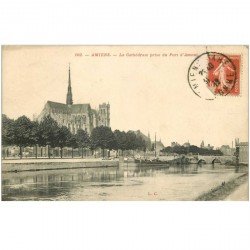 carte postale ancienne 80 AMIENS. Cathédrale prise du Port d'Amont 1912