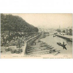 carte postale ancienne 80 AMIENS. Le Marché sur l'Eau les Hortillons 1908