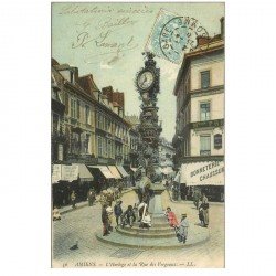 carte postale ancienne 80 AMIENS. L'Horloge Rue des Vergeaux 1905