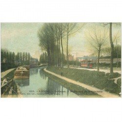 carte postale ancienne 80 AMIENS. Péniche sur le Canal Boulevard de la Citadelle 1904