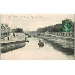 carte postale ancienne 80 AMIENS. Pont Ducange Place Parmentier 1912