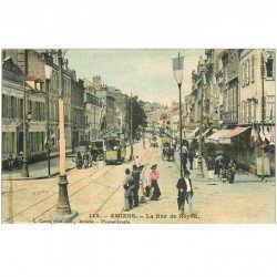 carte postale ancienne 80 AMIENS. Rue de Noyon 1905 Tramway