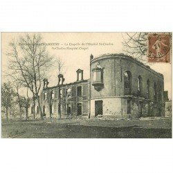 carte postale ancienne 80 AMIENS. Ruines Guerre 1914. Chapelle Hôpital Saint-Charles 1921