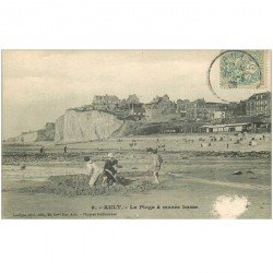 carte postale ancienne 80 AULT. La Plage à Marée basse 1906