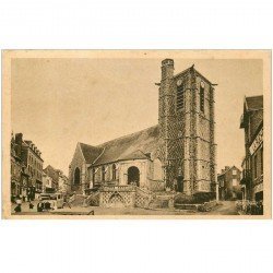 carte postale ancienne 80 AULT. L'Eglise et Autocar 1956