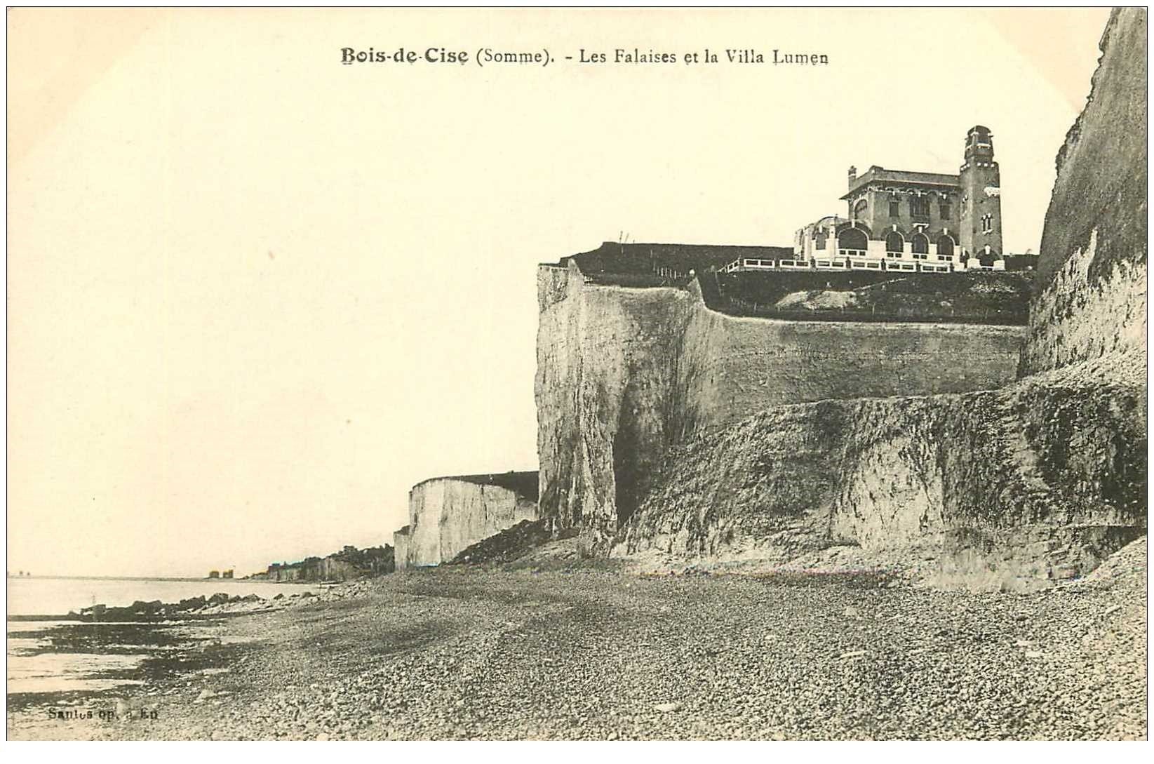 carte postale ancienne 80 BOIS-DE-CISE. Falaises et Villa Lumen