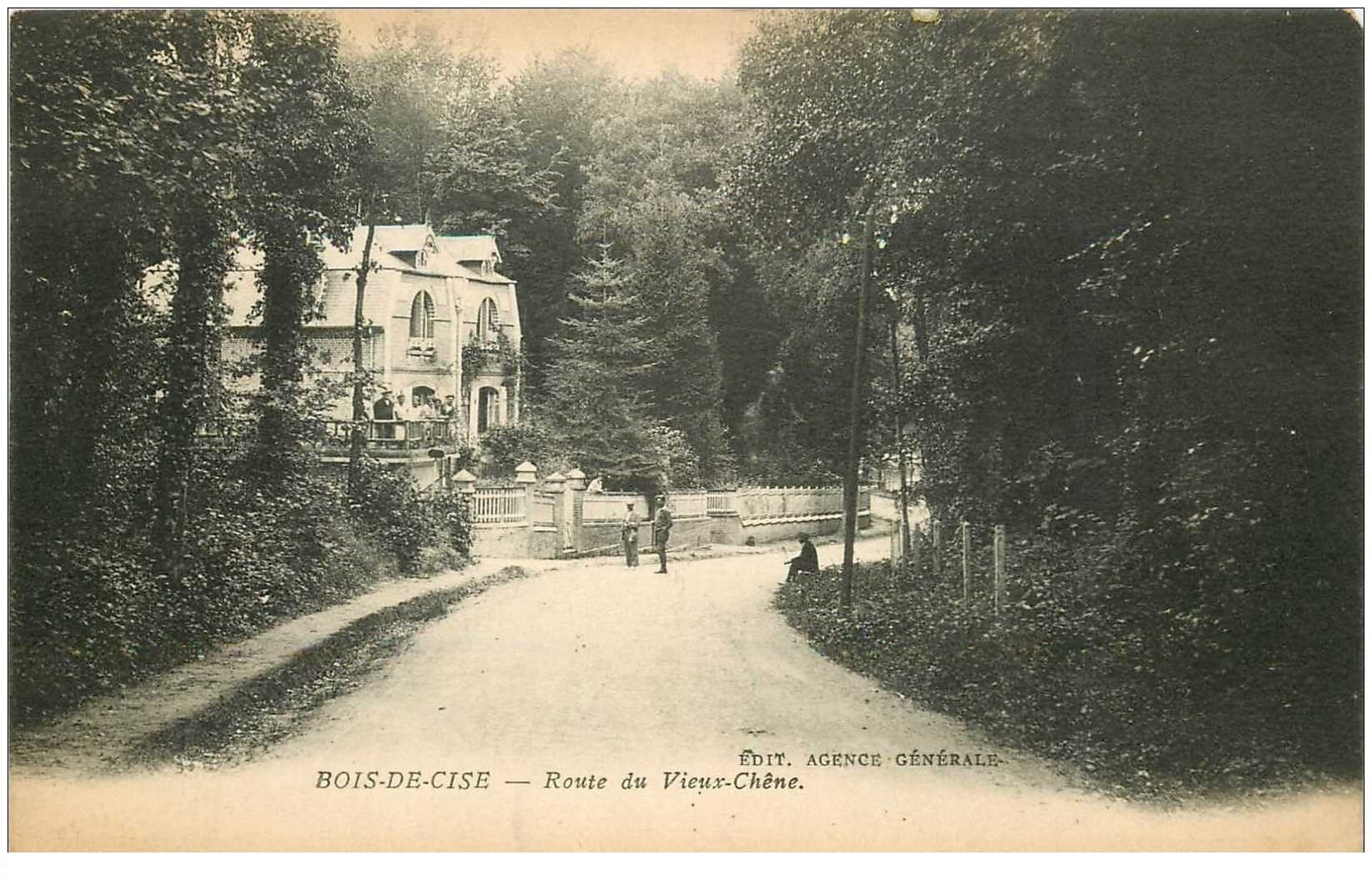 carte postale ancienne 80 BOIS-DE-CISE. Route du Vieux-Chêne 1929 animation