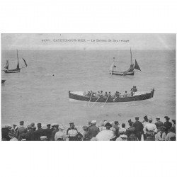 carte postale ancienne 80 CAYEUX-SUR-MER. Le Bateau de Sauvetage 1907 Rameurs Sauveteurs