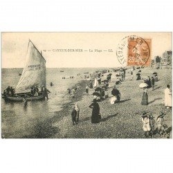 carte postale ancienne 80 CAYEUX-SUR-MER. Plage et Bateau promenade 1928