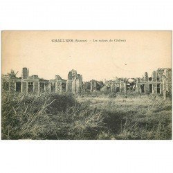carte postale ancienne 80 CHAULNES. Ruines du Château 1933. Petit blanc bord inférieur