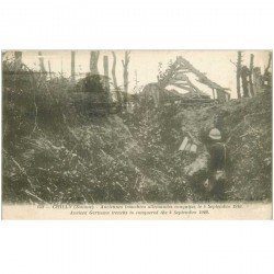 carte postale ancienne 80 CHILLY. Poilus dans anciennes tranchées allemandes 1922. Guerre 1914-18