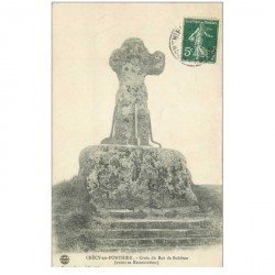 carte postale ancienne 80 CRECY-EN-PONTHIEU. Croix du Roi de Bohême 1907