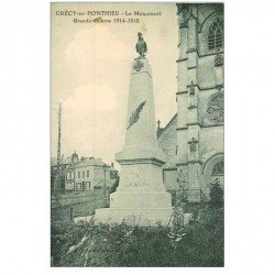 carte postale ancienne 80 CRECY-EN-PONTHIEU. Monument Guerre 1914-1918