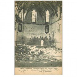 carte postale ancienne 80 ECLUSIER-VAUX. Militaires dans l'Eglise. Guerre 1914