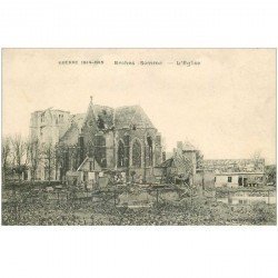 carte postale ancienne 80 ERCHES. L'Eglise détruite 1915. Guerre 1914