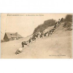 carte postale ancienne 80 FORT-MAHON. L'Ascension des Dunes 1923