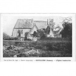 carte postale ancienne 80 GRIVILLIERS. Eglise bombardée pendant la Guerre de 1914
